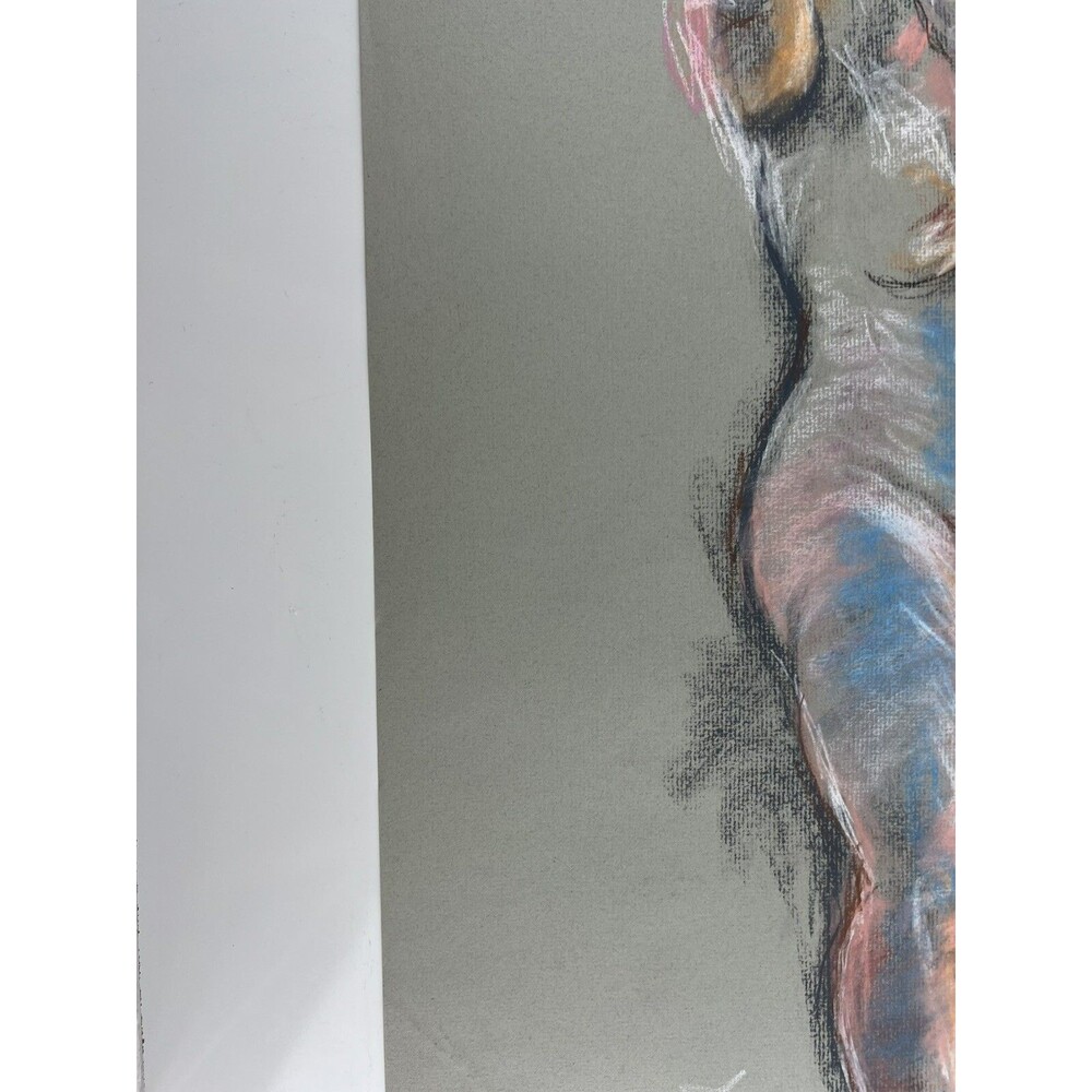 Vintage Artist Original Color Pastel Nude Sketch Abstract Figural Drawing 24x18” - Picture 3 of 10